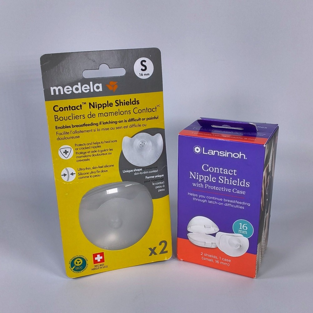 Medela and Lansinoh Contact Nipple Shields Small 16mm Breastfeeding Bundle 4ct